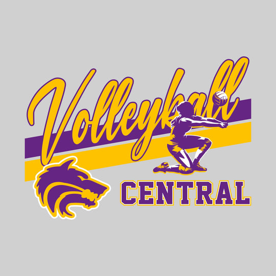 Central Wolves - Volleyball - Angled Double Stripes with Player and Mascot