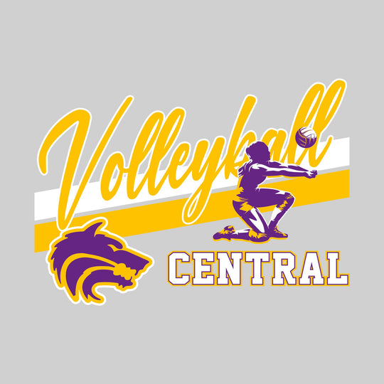 Central Wolves - Volleyball - Angled Double Stripes with Player and Mascot