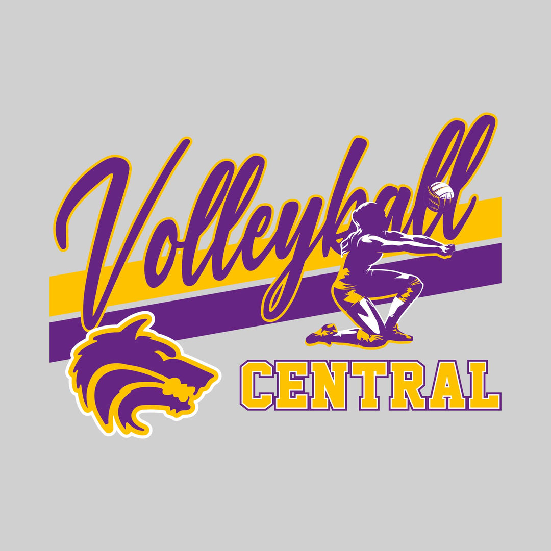 Central Wolves - Volleyball - Angled Double Stripes with Player and Mascot