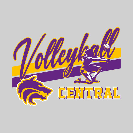 Central Wolves - Volleyball - Angled Double Stripes with Player and Mascot
