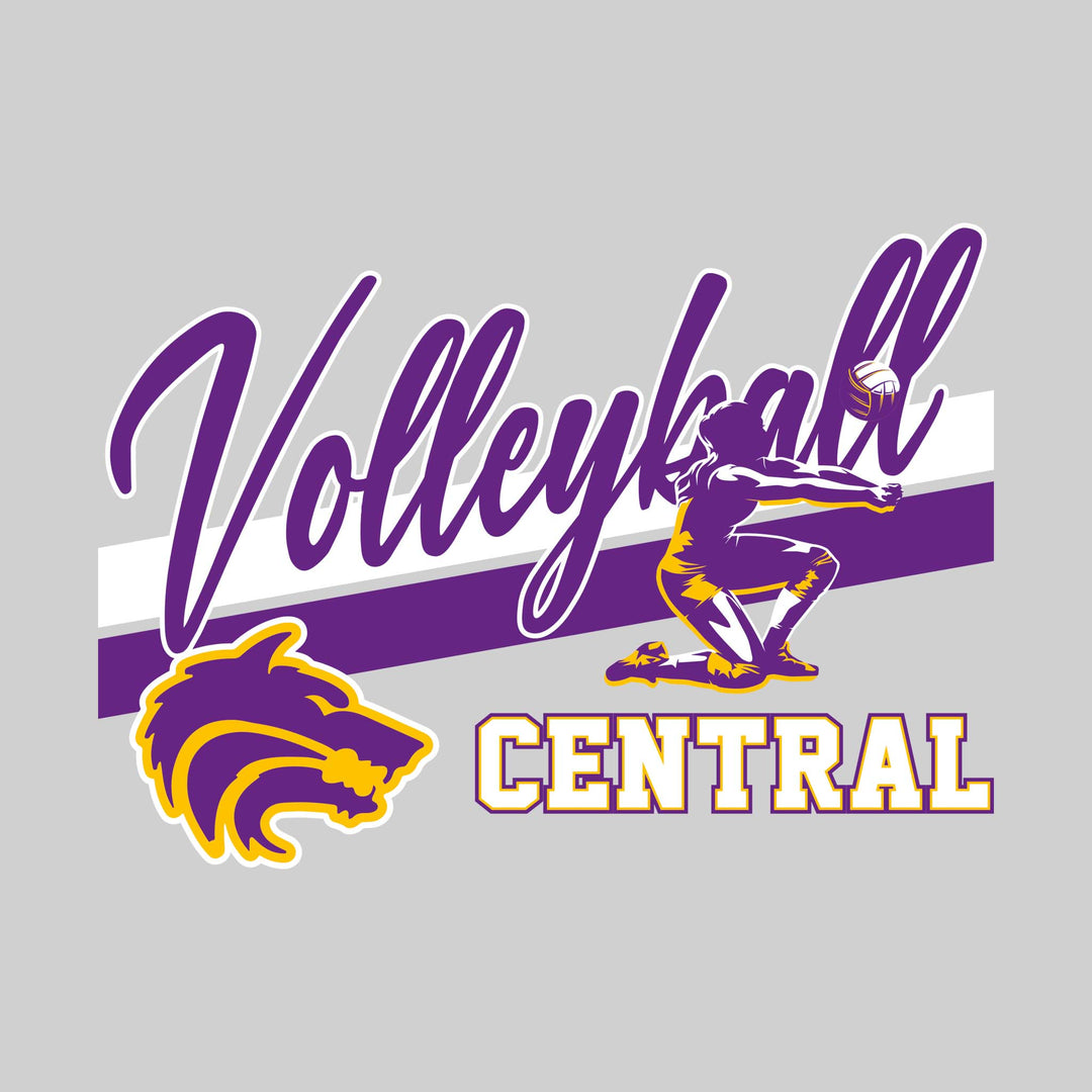 Central Wolves - Volleyball - Angled Double Stripes with Player and Mascot