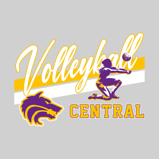 Central Wolves - Volleyball - Angled Double Stripes with Player and Mascot