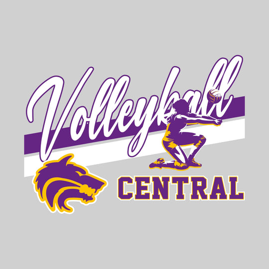 Central Wolves - Volleyball - Angled Double Stripes with Player and Mascot