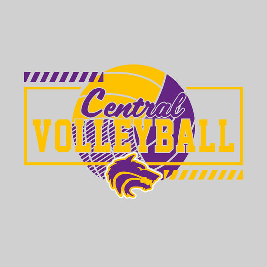 Central Wolves - Volleyball - Framed School Name with Volleyball Shape &amp; Mascot