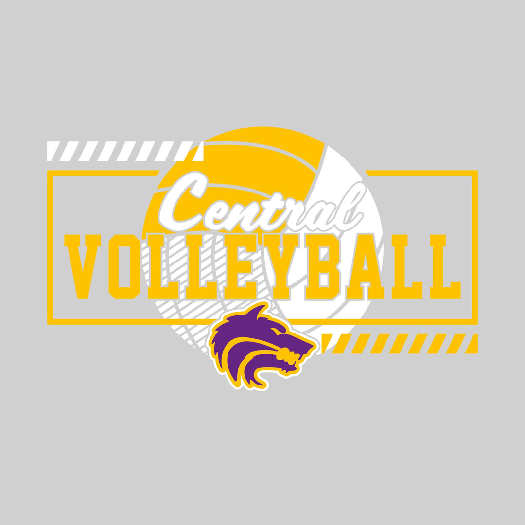Central Wolves - Volleyball - Framed School Name with Volleyball Shape &amp; Mascot