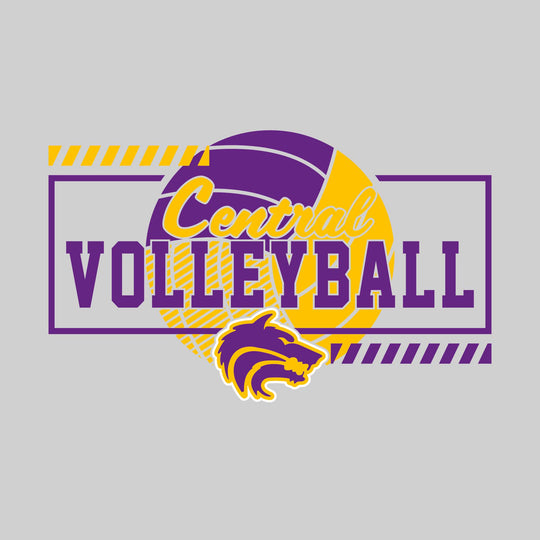 Central Wolves - Volleyball - Framed School Name with Volleyball Shape &amp; Mascot