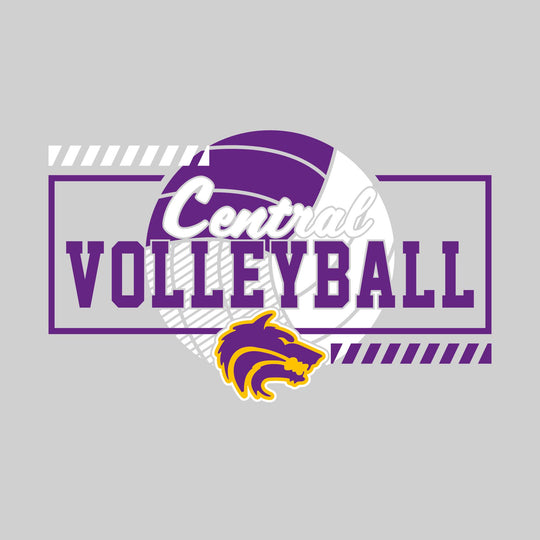 Central Wolves - Volleyball - Framed School Name with Volleyball Shape &amp; Mascot