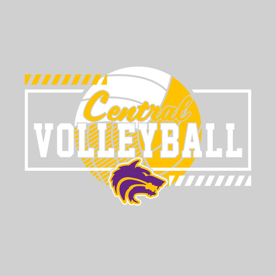 Central Wolves - Volleyball - Framed School Name with Volleyball Shape &amp; Mascot