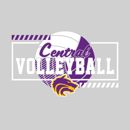Central Wolves - Volleyball - Framed School Name with Volleyball Shape &amp; Mascot