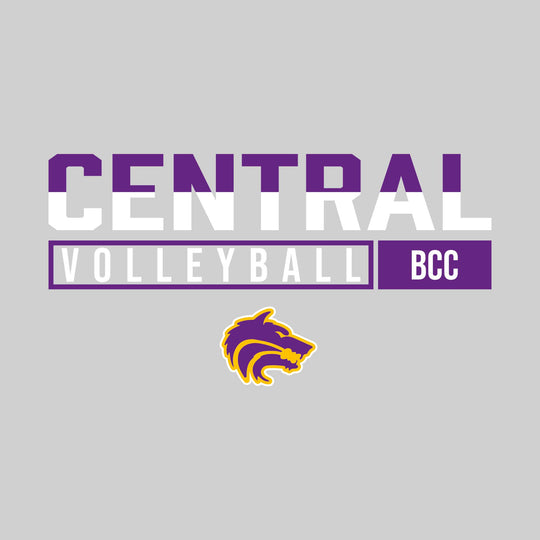 Central Wolves - Volleyball - Split-Color School Name With Acronym Over Mascot