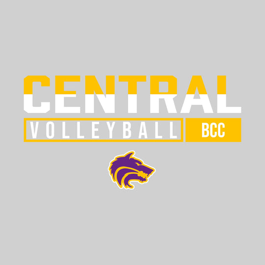 Central Wolves - Volleyball - Split-Color School Name With Acronym Over Mascot