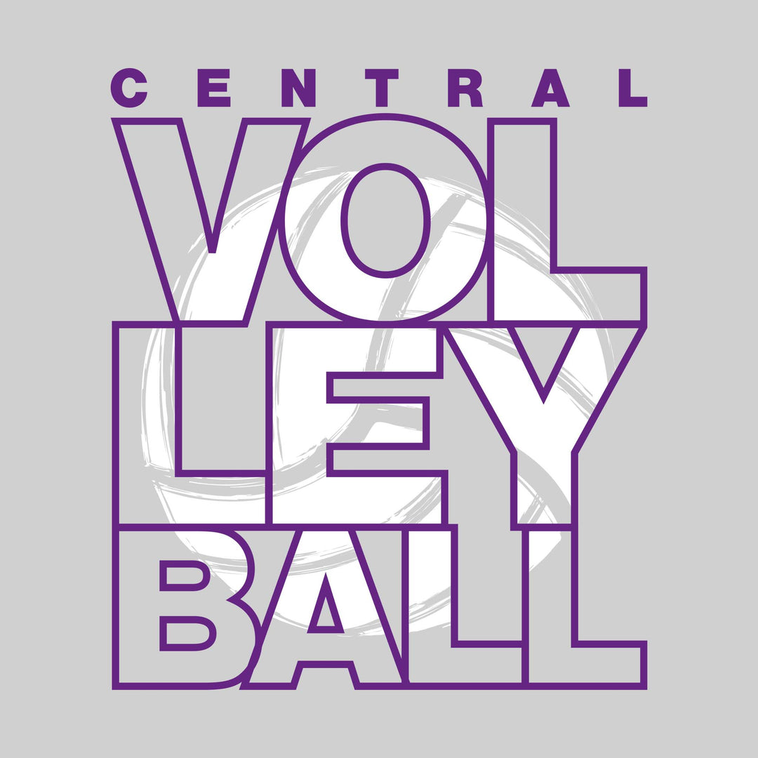 Central Wolves - Volleyball - Stacked Letters with Sketched Volleyball Inset
