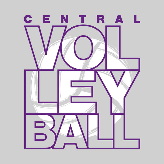 Central Wolves - Volleyball - Stacked Letters with Sketched Volleyball Inset
