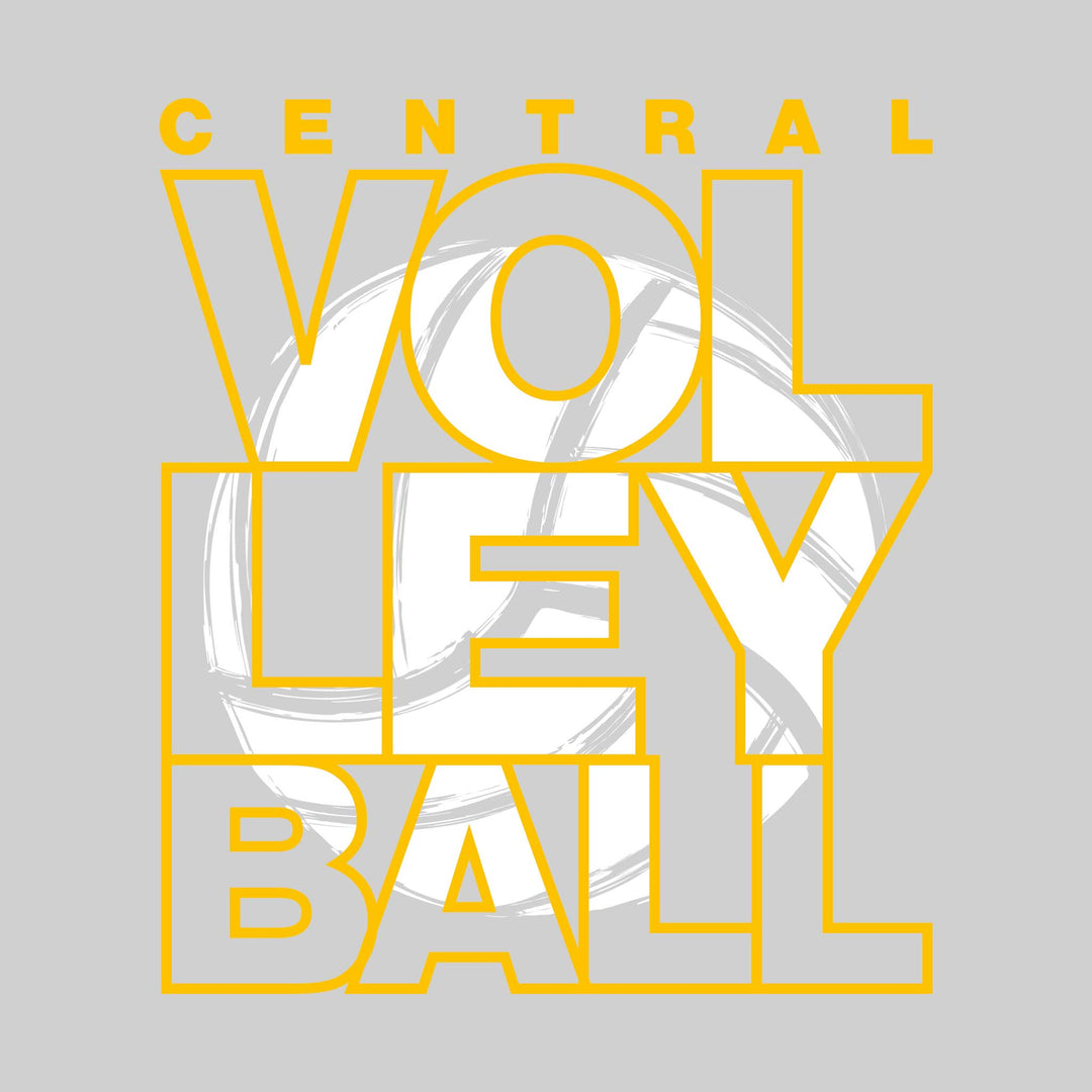 Central Wolves - Volleyball - Stacked Letters with Sketched Volleyball Inset