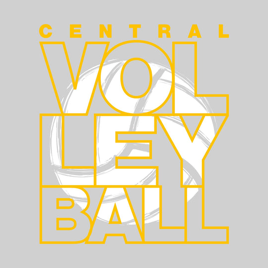 Central Wolves - Volleyball - Stacked Letters with Sketched Volleyball Inset