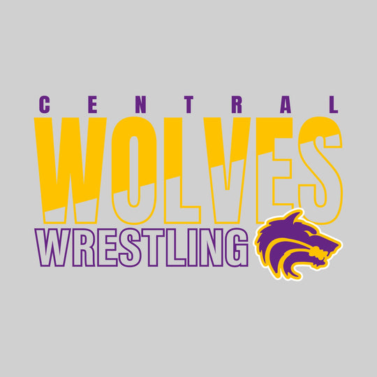 Central Wolves - Wrestling - Diagonal Split Mascot Name with Mascot