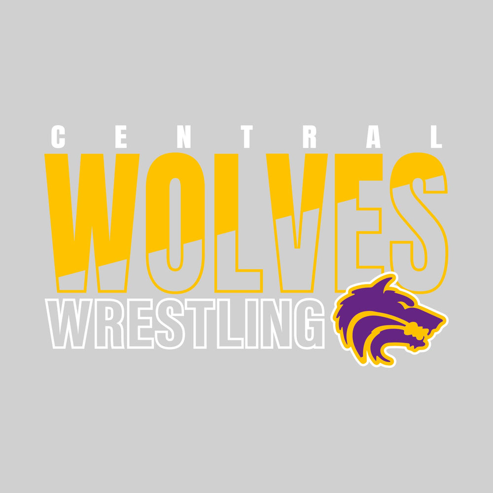 Central Wolves - Wrestling - Diagonal Split Mascot Name with Mascot
