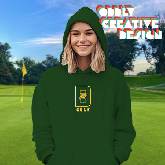 Midland Dow Chargers - Golf - Outlined Letters Over Golf with Mascot
