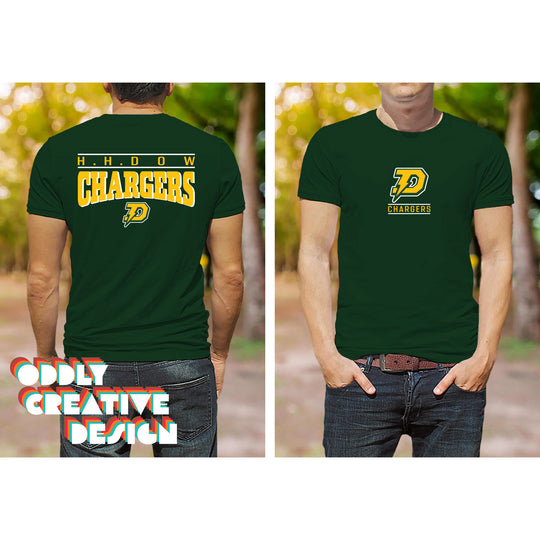 Midland Dow Chargers - Spirit Wear - Mascot Over Bracketed Name