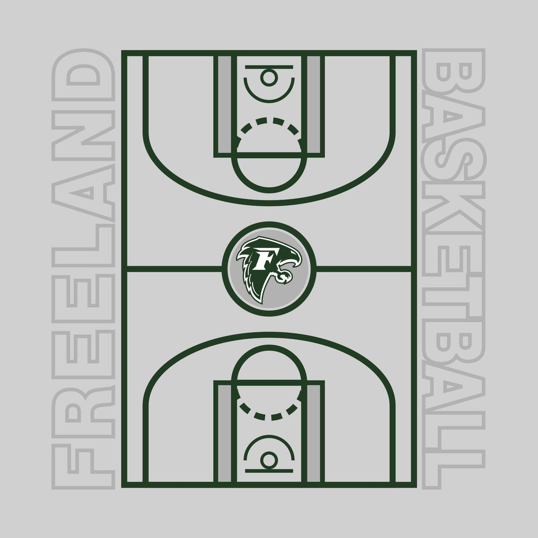 Freeland Falcons - Basketball - Full Court with Sideline Text