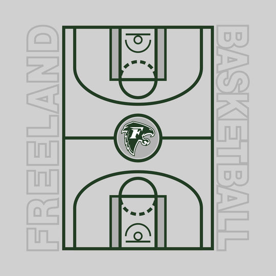 Freeland Falcons - Basketball - Full Court with Sideline Text