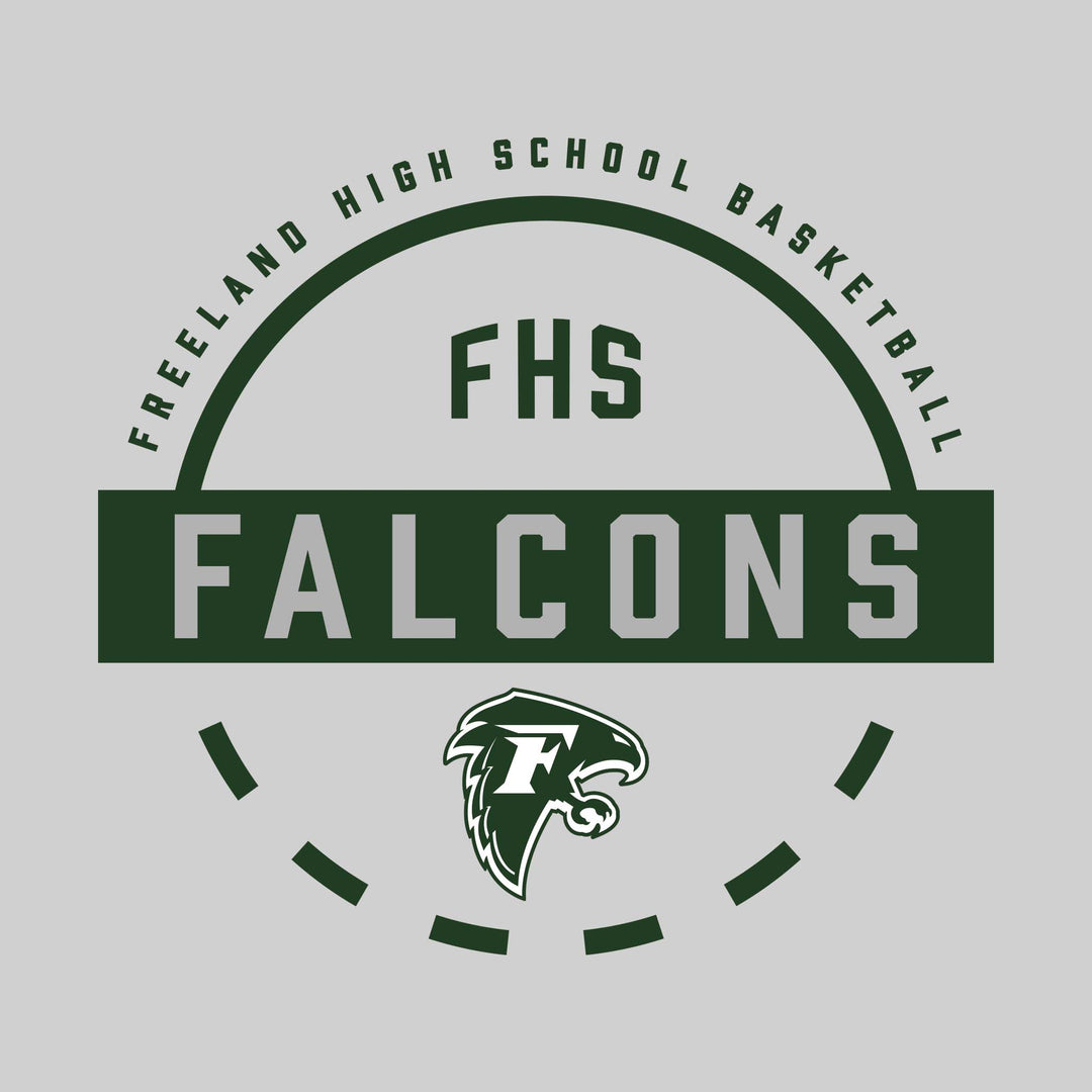 Freeland Falcons - Basketball - Mascot Name with Free Throw Circle