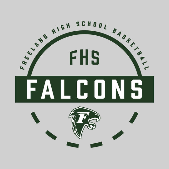 Freeland Falcons - Basketball - Mascot Name with Free Throw Circle