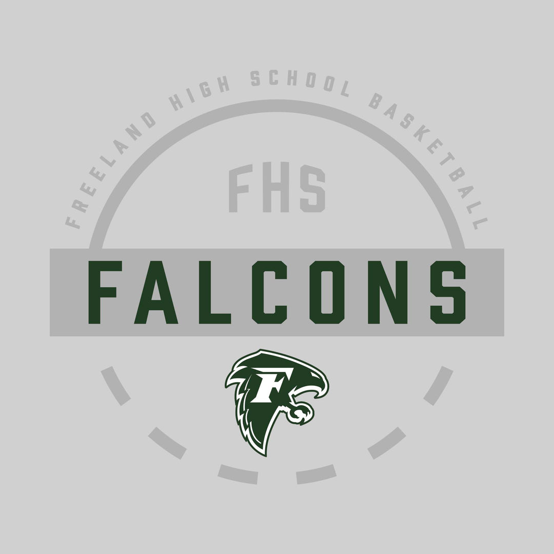 Freeland Falcons - Basketball - Mascot Name with Free Throw Circle