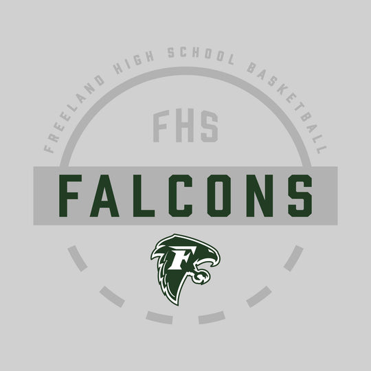Freeland Falcons - Basketball - Mascot Name with Free Throw Circle