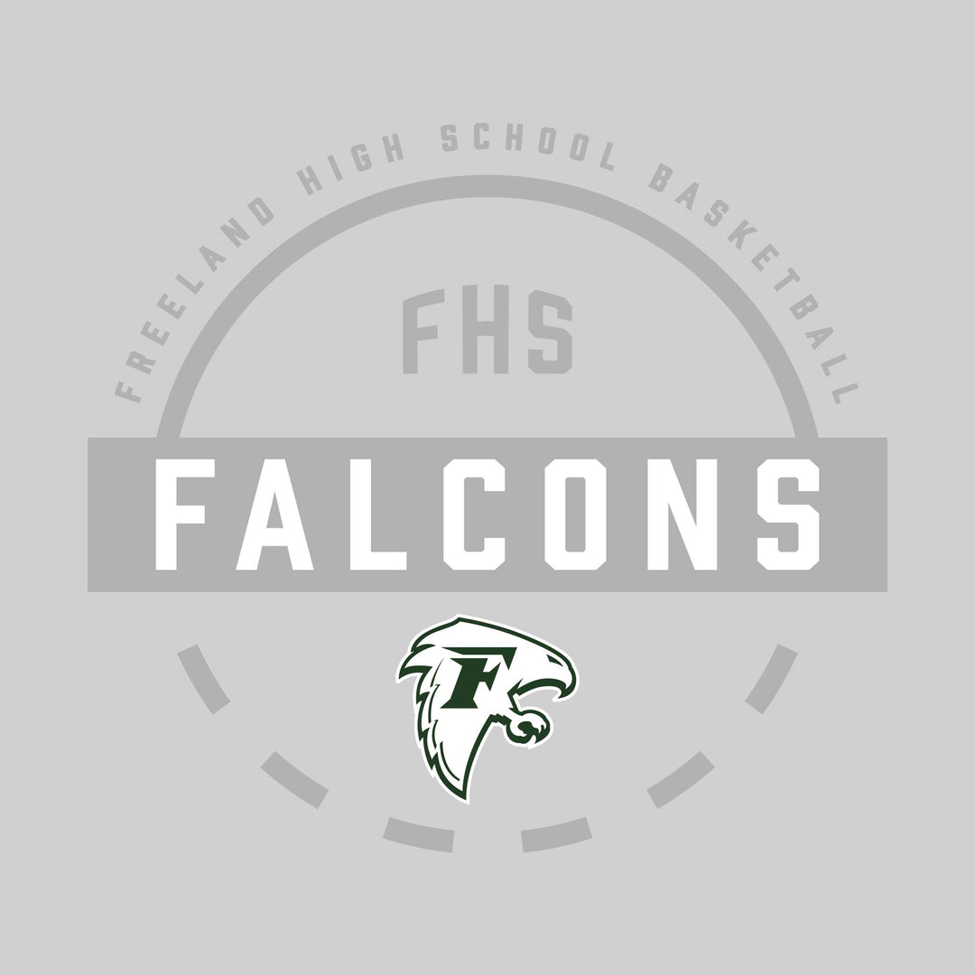 Freeland Falcons - Basketball - Mascot Name with Free Throw Circle