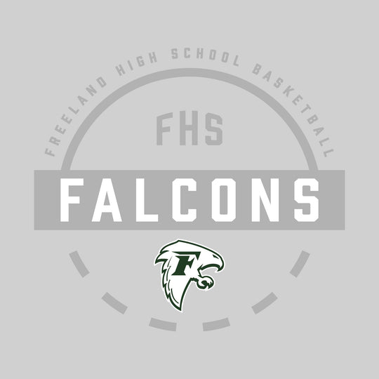 Freeland Falcons - Basketball - Mascot Name with Free Throw Circle