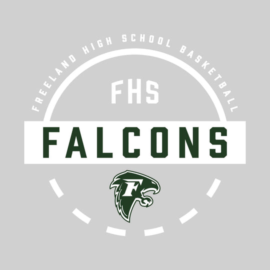 Freeland Falcons - Basketball - Mascot Name with Free Throw Circle