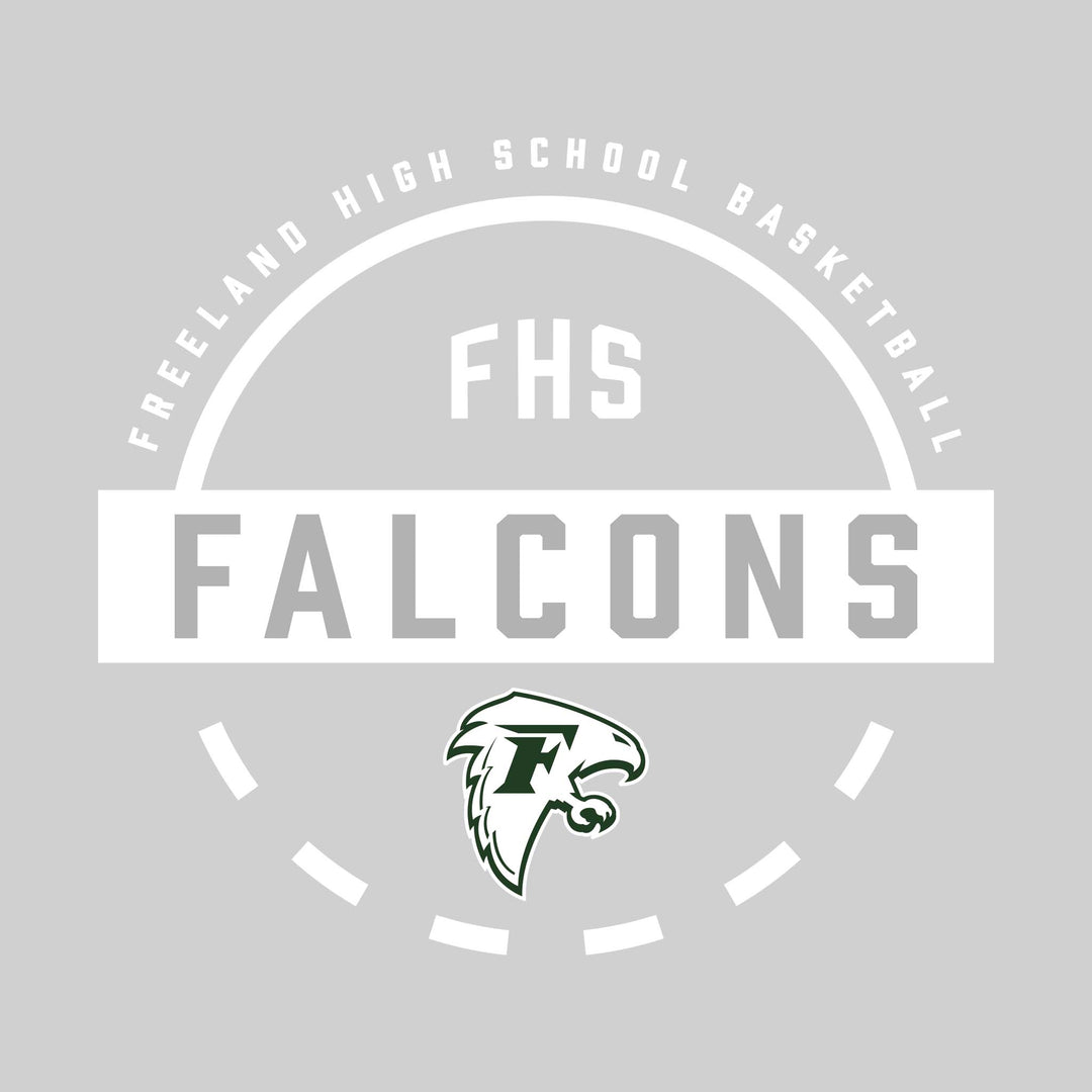 Freeland Falcons - Basketball - Mascot Name with Free Throw Circle