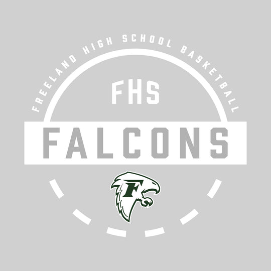 Freeland Falcons - Basketball - Mascot Name with Free Throw Circle
