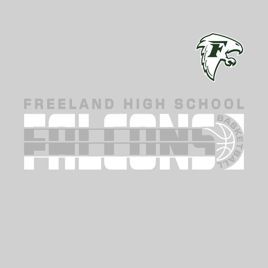 Freeland Falcons - Basketball - Striped Mascot Name with Basketball Grooves