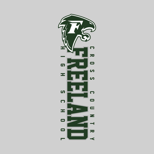 Freeland Falcons - Cross Country - Vertical School Name with Upper Mascot