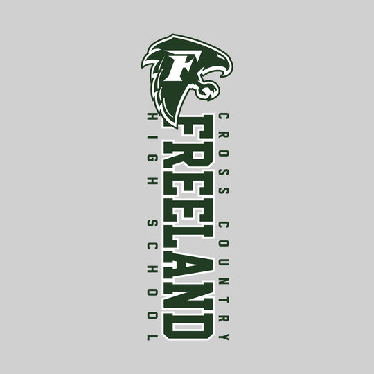 Freeland Falcons - Cross Country - Vertical School Name with Upper Mascot