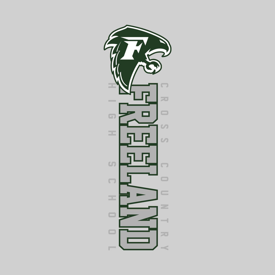 Freeland Falcons - Cross Country - Vertical School Name with Upper Mascot