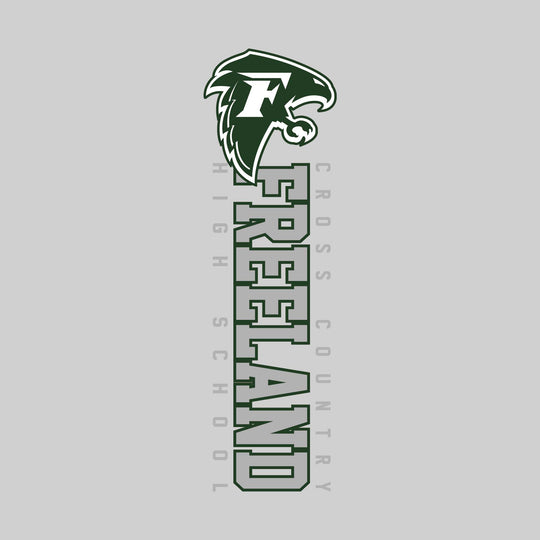 Freeland Falcons - Cross Country - Vertical School Name with Upper Mascot