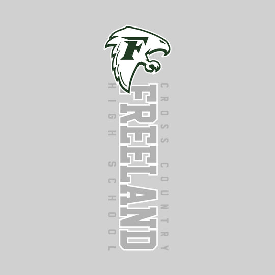 Freeland Falcons - Cross Country - Vertical School Name with Upper Mascot