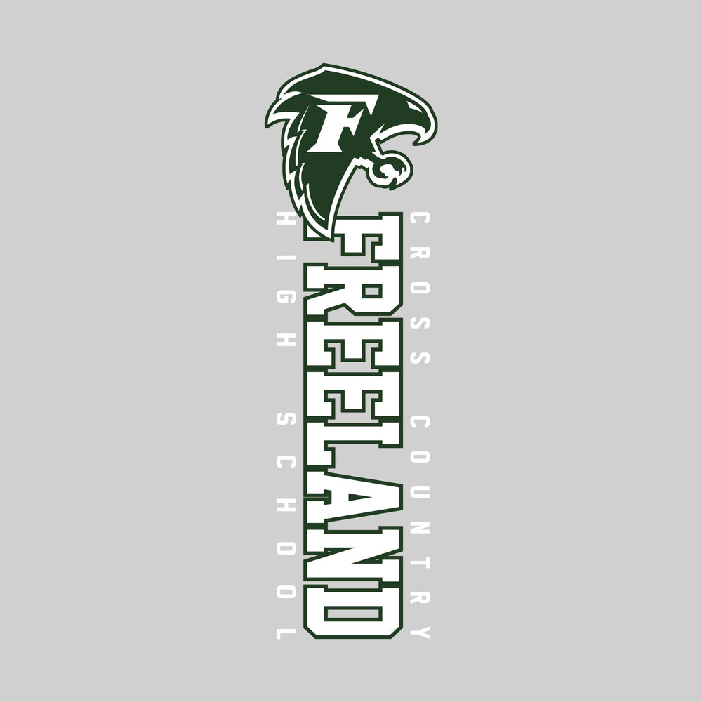 Freeland Falcons - Cross Country - Vertical School Name with Upper Mascot