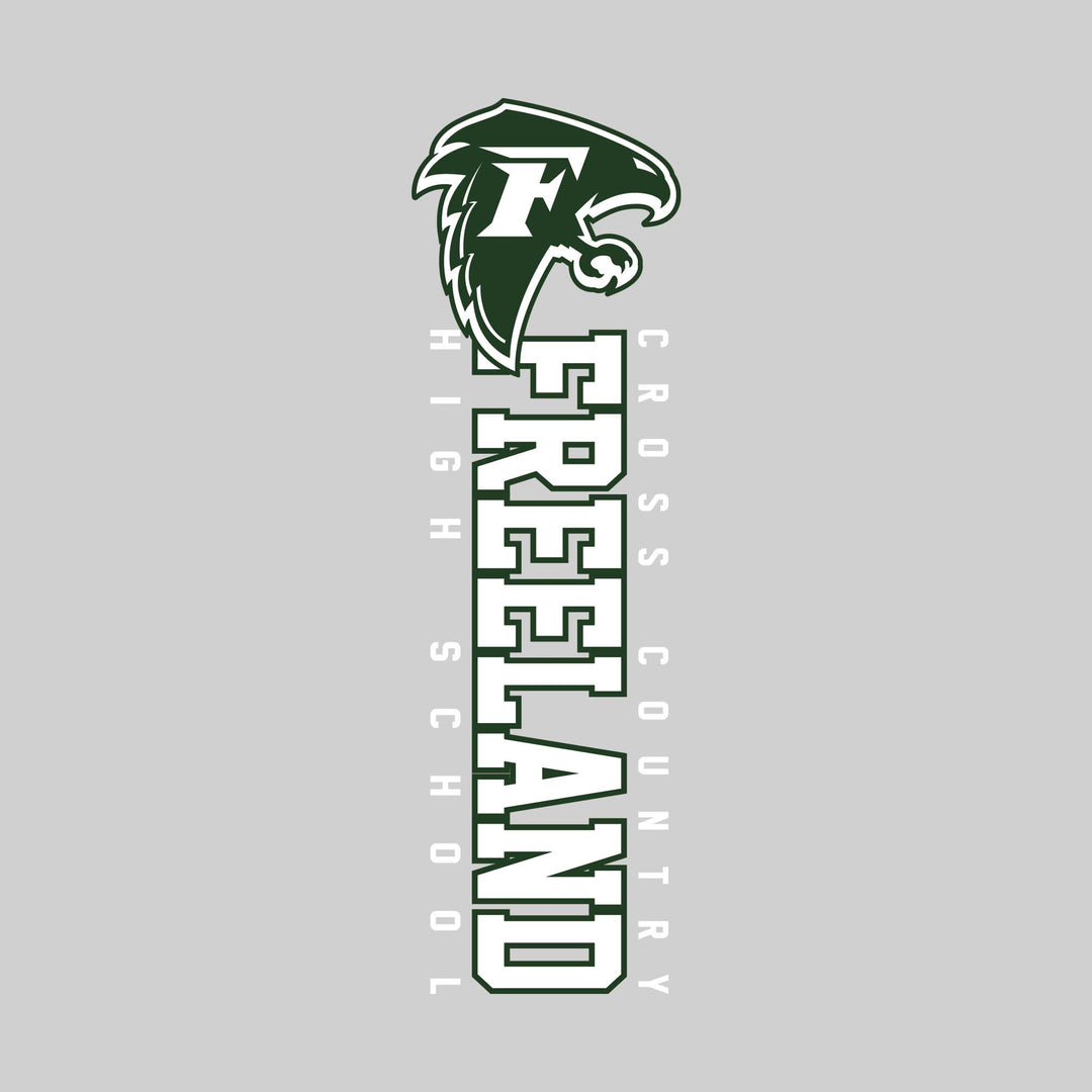 Freeland Falcons - Cross Country - Vertical School Name with Upper Mascot