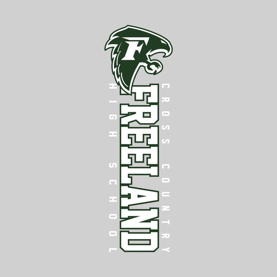 Freeland Falcons - Cross Country - Vertical School Name with Upper Mascot