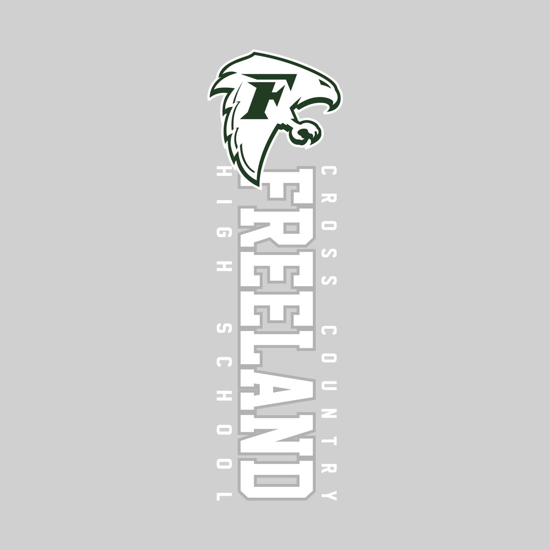 Freeland Falcons - Cross Country - Vertical School Name with Upper Mascot
