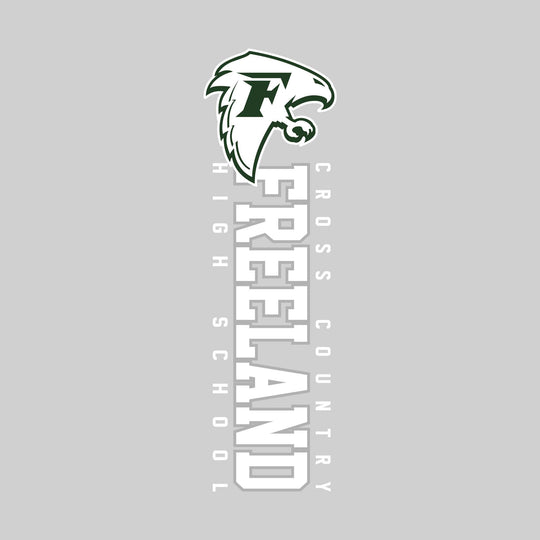 Freeland Falcons - Cross Country - Vertical School Name with Upper Mascot