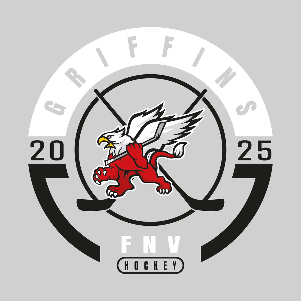 FNV Griffins - Hockey - Circle Design with Crossed Sticks and Center Logo