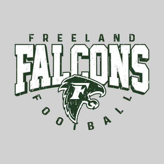 Freeland Falcons - Football - Distressed Text with Mascot and Arched Football