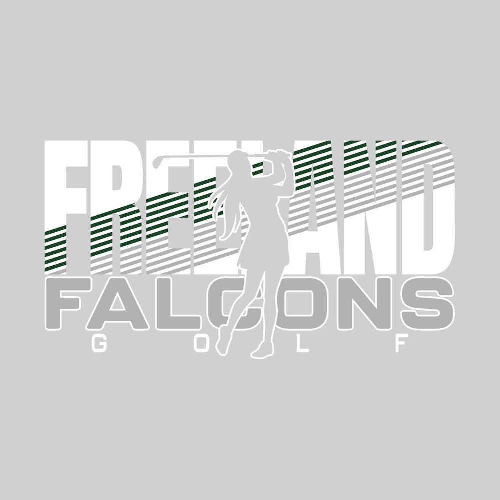 Freeland Falcons - Golf - Female Golfer Silhouette with Color Stripes