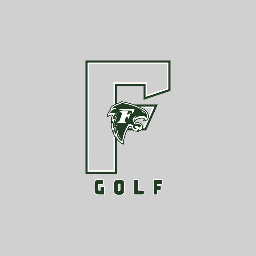 Freeland Falcons - Golf - Outlined Letters Over Golf with Mascot
