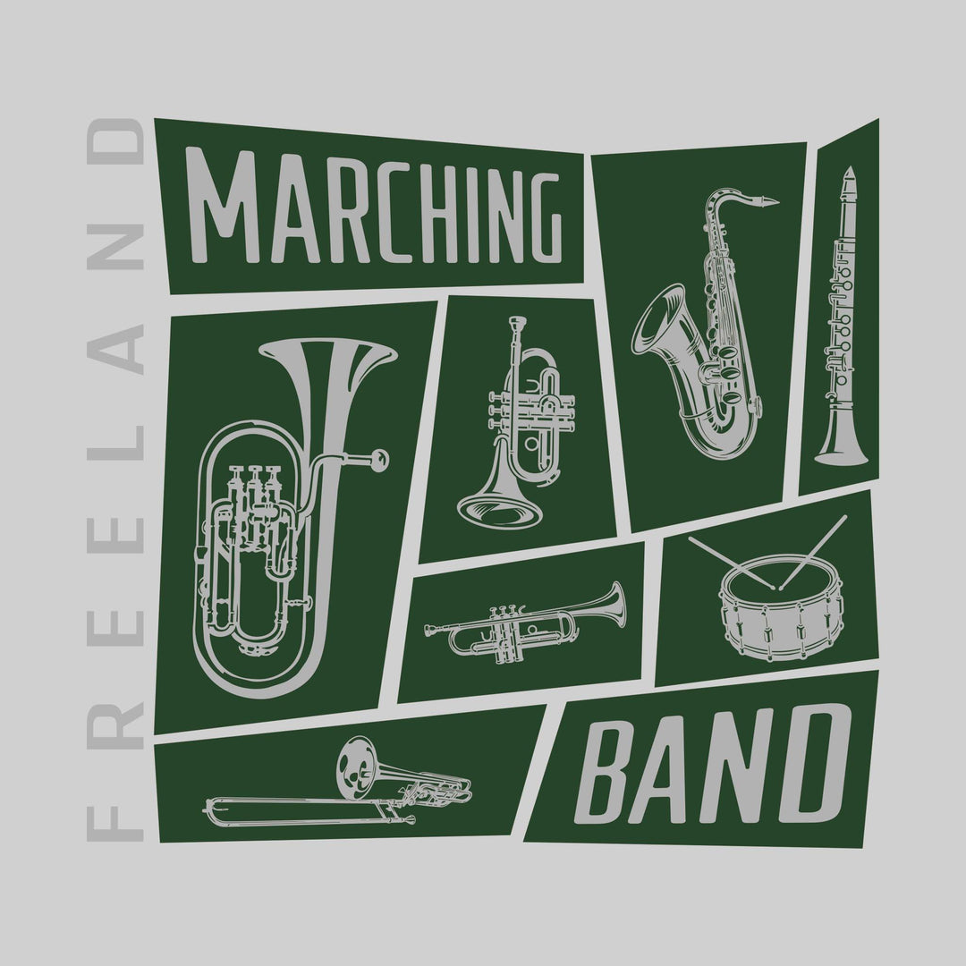 Freeland Falcons - Marching Band - Instrument Collage with School Name